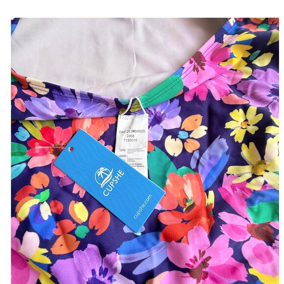 NEW Cupshe SWIMSUIT Women's LG 1PC  V-Neck Tummy Control ADJ Straps Back O-Ring - Picture 8 of 14